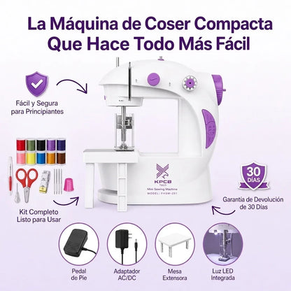 CoseFácil Mini | Máquina de Coser Portátil con Pedal y 2 Velocidades + Pago al Recibir + Garantía