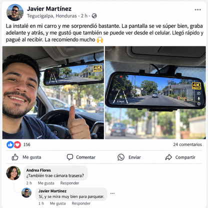 DriveSafe Vision™ – Espejo Retrovisor Inteligente con Cámara
