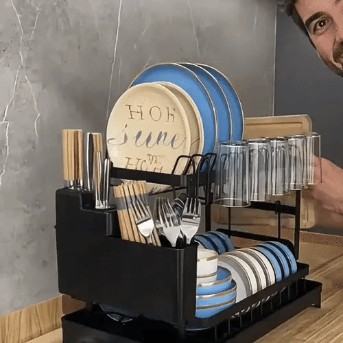 Escurridor de Platos 2 Niveles con Bandeja Drenadora — Doble Capacidad, Acabado Premium - imagen 2