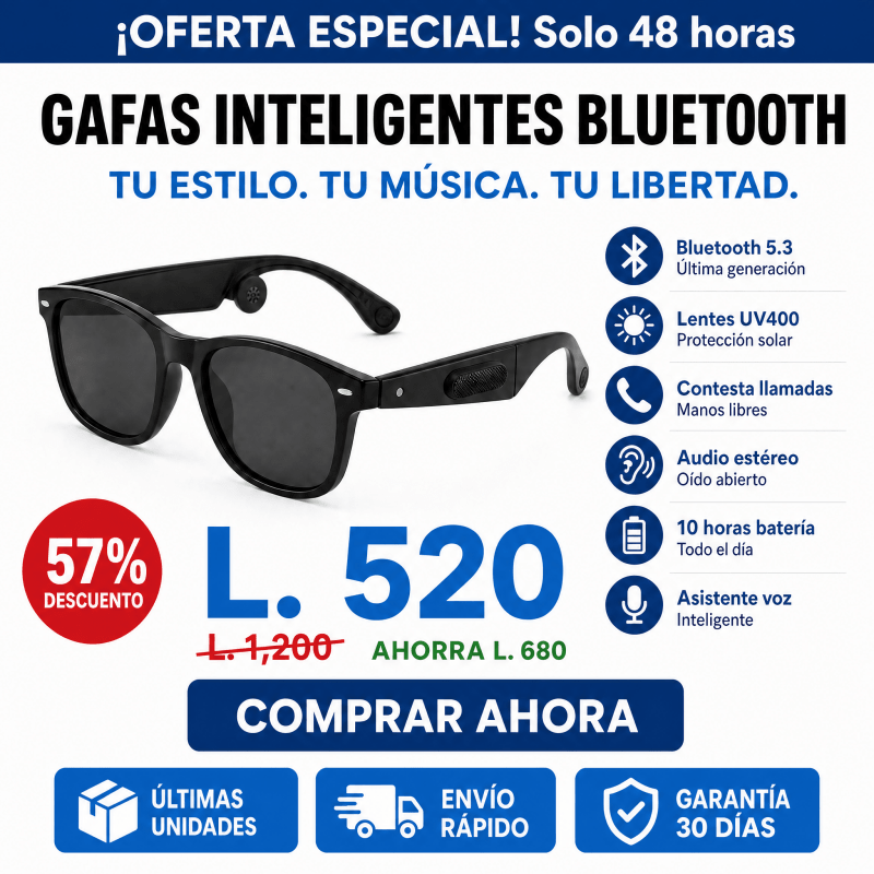 Gafas Inteligentes Bluetooth Pro – Auriculares Integrados & Lentes UV CERTIFICACION CONTESTA LLAMADAS - Inversiones Alkosto