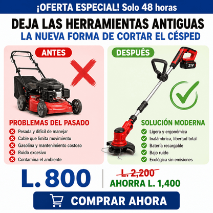 GreenCut Pro™ – Cortadora Eléctrica de Césped Inalámbrica Certificada +2 BATERIAS ALTA DURACIÓN 🛡️ Garantía Incluida · Seguridad Certificada - Inversiones Alkosto