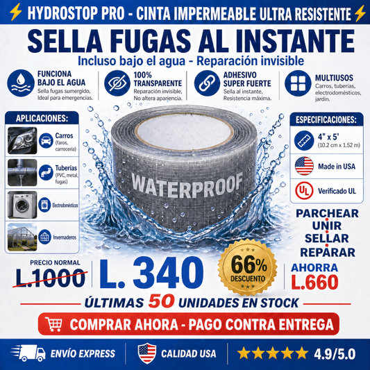 HydroStop Pro – Cinta Selladora Impermeable de Alta Resistencia Amazon con garantía extendida - Inversiones Alkosto