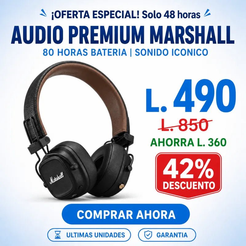 Marshall Major IV – Audífonos Bluetooth Premium con Sonido Potente
