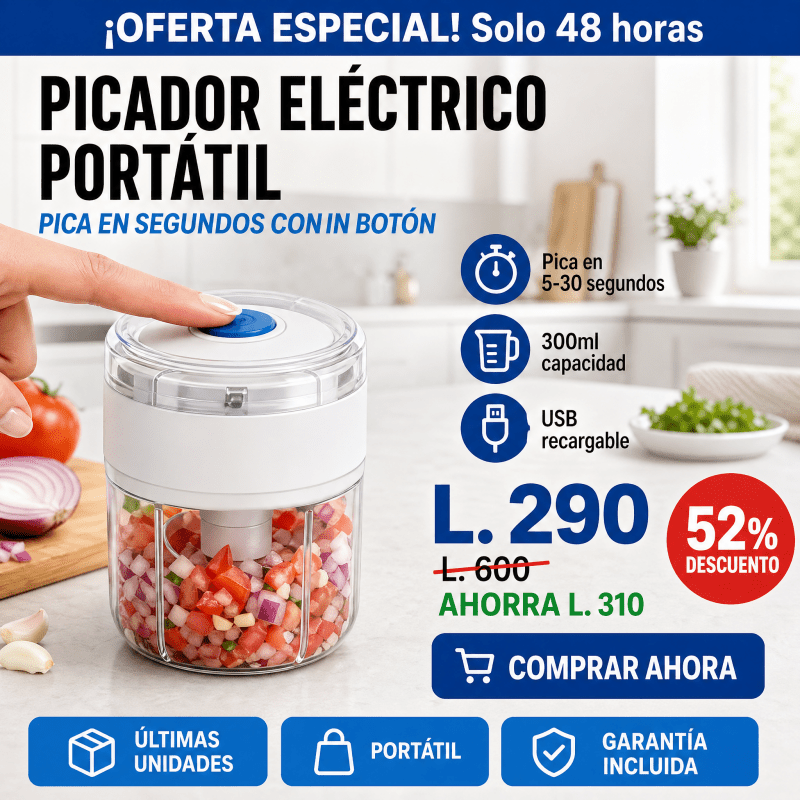 Mini Picador Eléctrico Inalámbrico Recargable | AMAZON GARANTIA Y CERTIFICADO | ChopMaster Go - Inversiones Alkosto