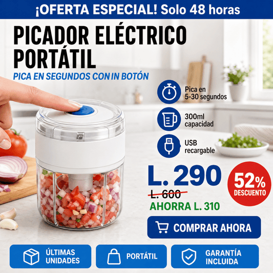 Mini Picador Eléctrico Inalámbrico Recargable | AMAZON GARANTIA Y CERTIFICADO | ChopMaster Go - Inversiones Alkosto