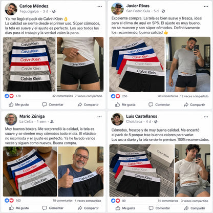Pack 5 Bóxers Premium CALVIN KLEIN| Cintura Ancha Elástica · 5 Colores + Pago al Recibir