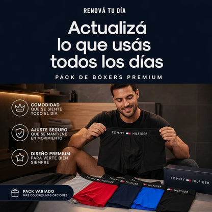 Pack 5 Bóxers Premium TOMMY HILFIGER | Cintura Ancha Elástica · 5 Colores + Pago al Recibir