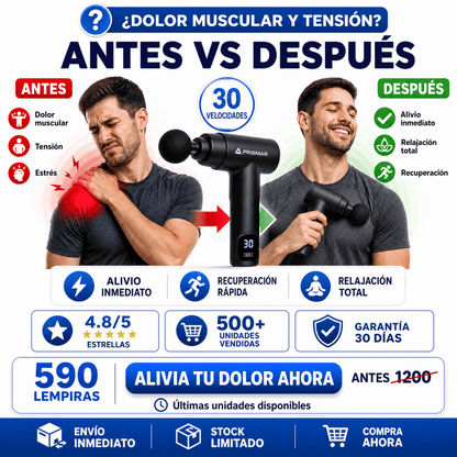 PowerRelax 6 - in - 1 – Pistola de Masaje Muscular Portátil Amazon con Garantía y Certificación - Inversiones Alkosto