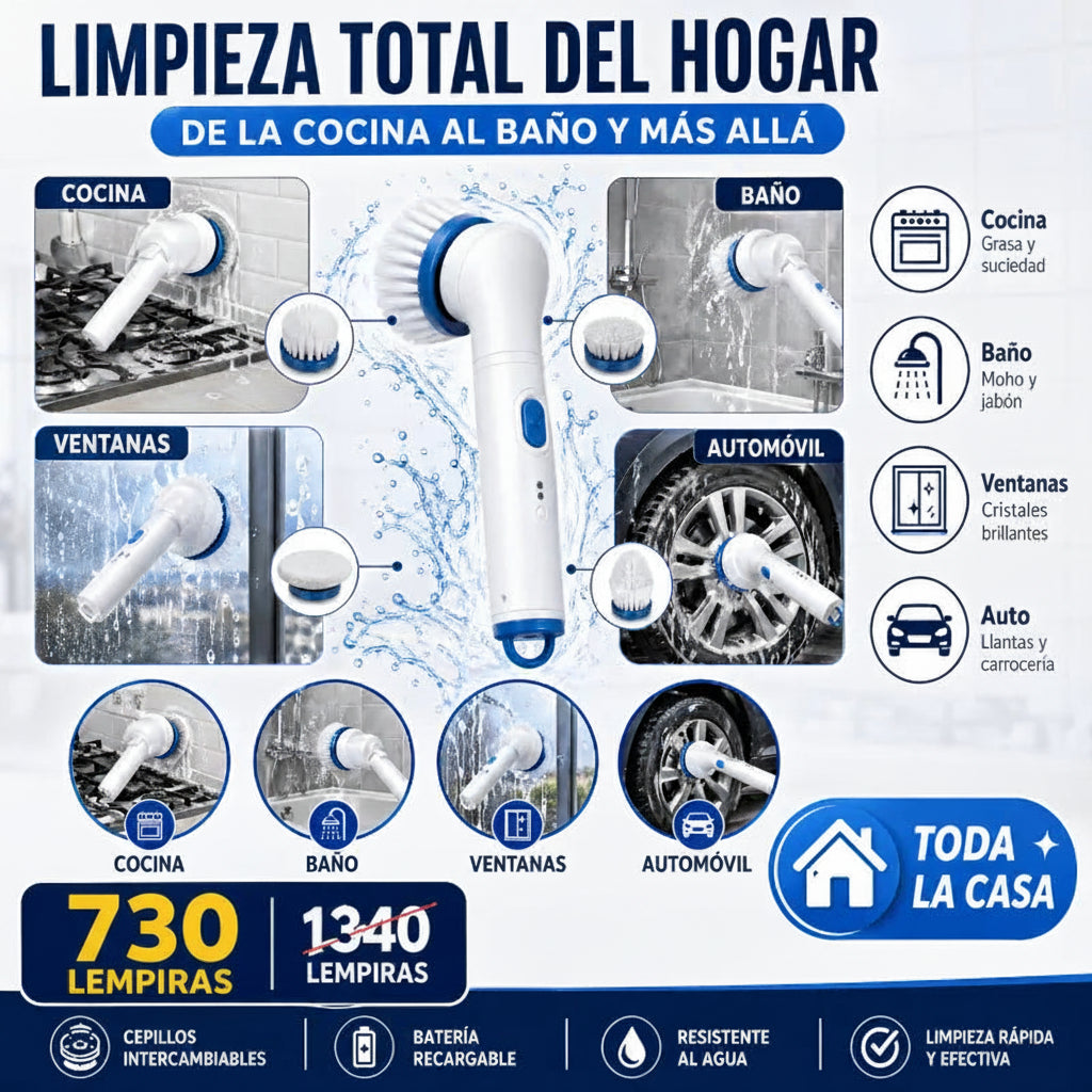 PowerScrub Pro™ – Cepillo Eléctrico Giratorio de Limpieza