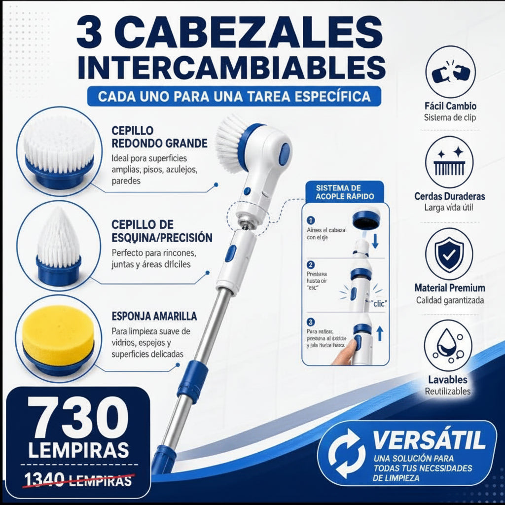 PowerScrub Pro™ – Cepillo Eléctrico Giratorio de Limpieza