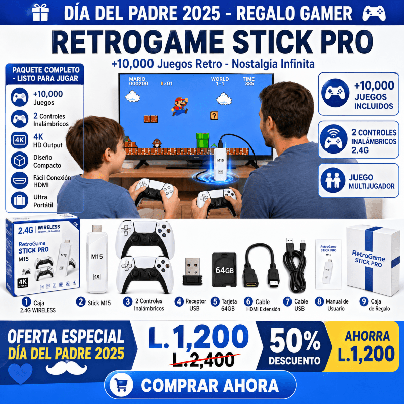 RetroGame Stick Pro – Consola Retro con +10,000 Juegos - Inversiones Alkosto