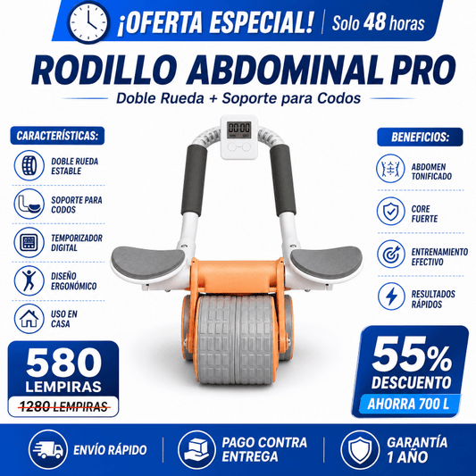 Rodillo Abdominal Pro con Temporizador Automático + Alfombrilla de Entrenamiento Certificado con Garantía incluido - Inversiones Alkosto