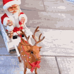 Santa Claus en Trineo con Reno que Camina - imagen 2