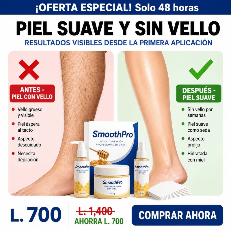 SmoothPro 3-en-1™ – Kit Profesional de Depilación en Casa (Calentador + Roll-On + Bandas)
