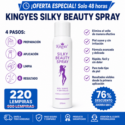 Spray Depilador olor a Rosas IMPORTADO Kingyes™ Silky Beauty Spray CERTIFICADO Y GARANTÍA (PRODUCTO ORIGINAL) – Depilación rápida y suave sin dolor - Inversiones Alkosto