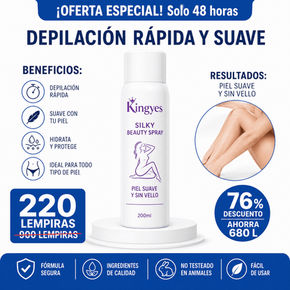 Spray Depilador olor a Rosas IMPORTADO Kingyes™ Silky Beauty Spray CERTIFICADO Y GARANTÍA (PRODUCTO ORIGINAL) – Depilación rápida y suave sin dolor - Inversiones Alkosto