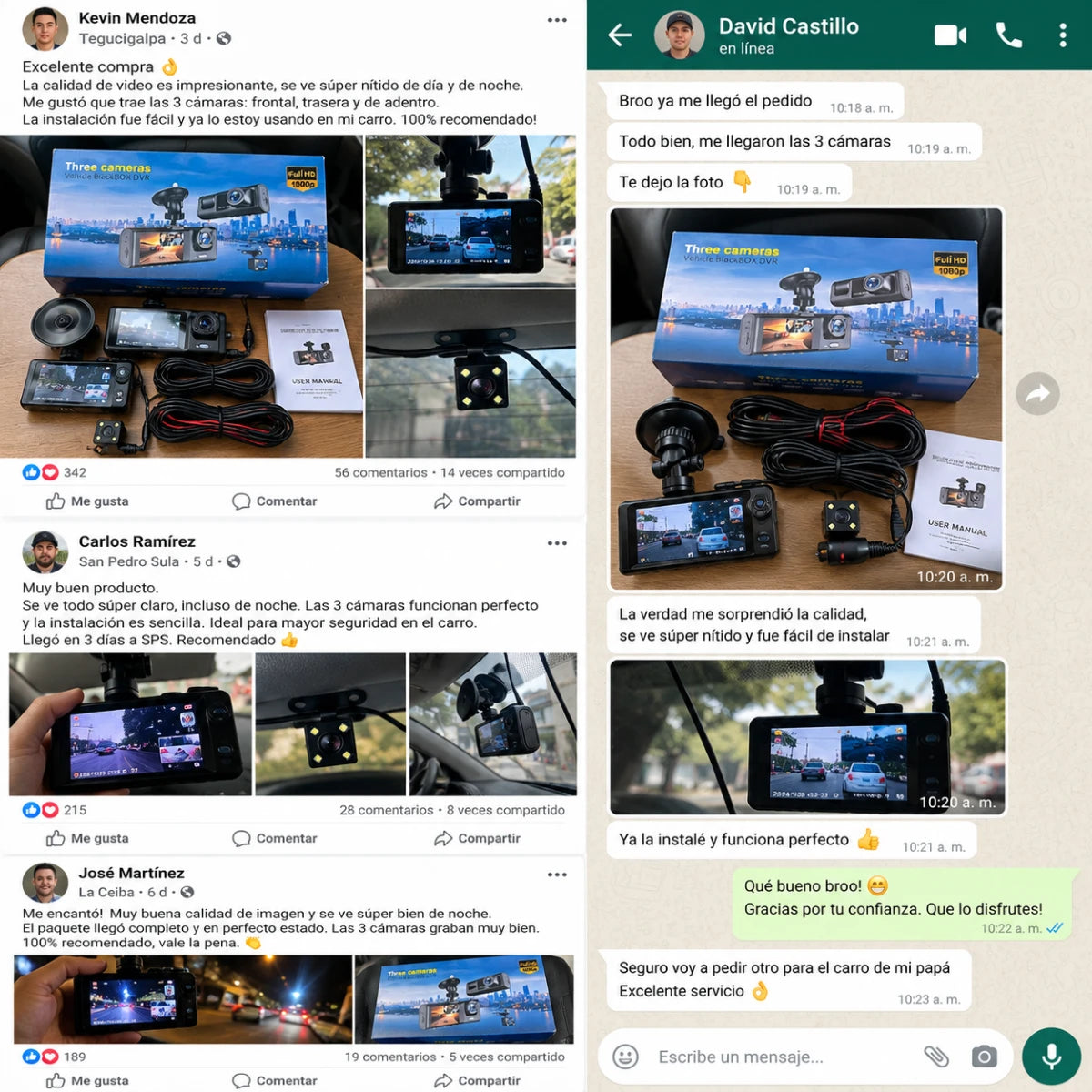 TripleView 4K | Dash Cam 3 Cámaras con GPS, WiFi y Memoria 64GB + Pago al Recibir + Garantía