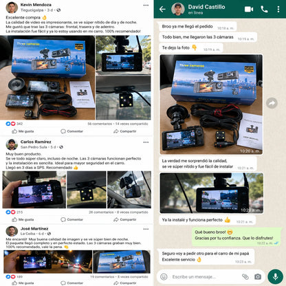 TripleView 4K | Dash Cam 3 Cámaras con GPS, WiFi y Memoria 64GB + Pago al Recibir + Garantía